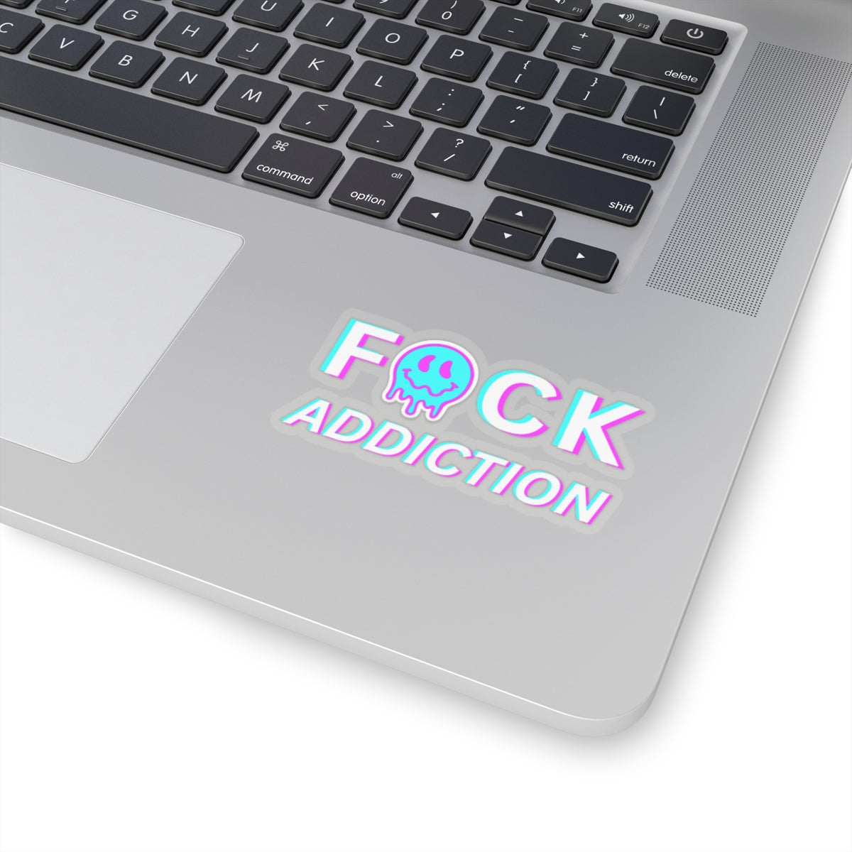 Addiction Recovery Sticker - Fuck Addiction Smiley Face - Kiss-cut Sobriety Sticker