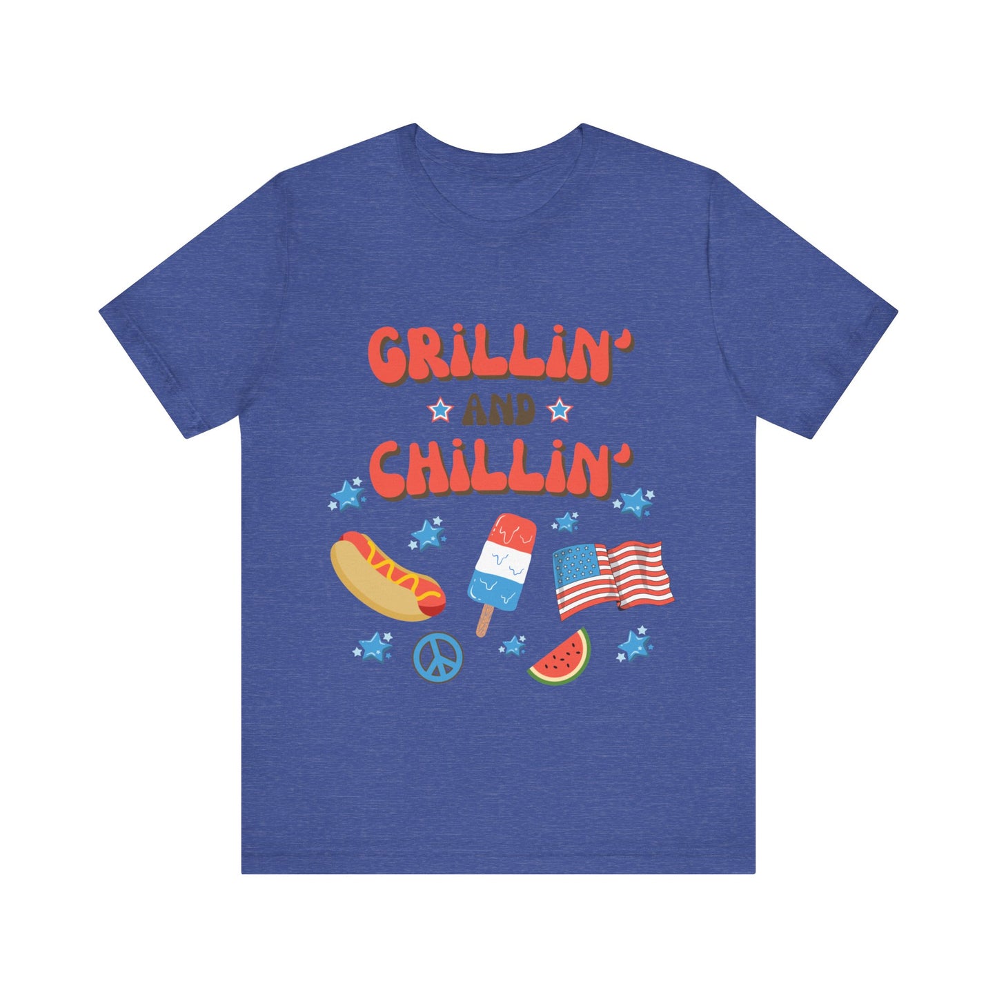 4th of July - Grillin' and Chillin'  USA T-shirt - Cool Jersey Tee