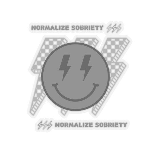 Addiction Recovery Sticker - Normalize Sobriety Smiley Face - Kiss-cut Sobriety Sticker