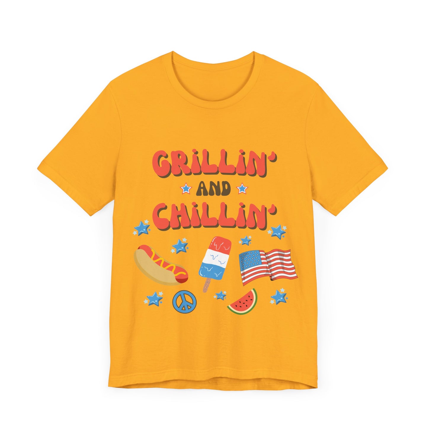 4th of July - Grillin' and Chillin'  USA T-shirt - Cool Jersey Tee