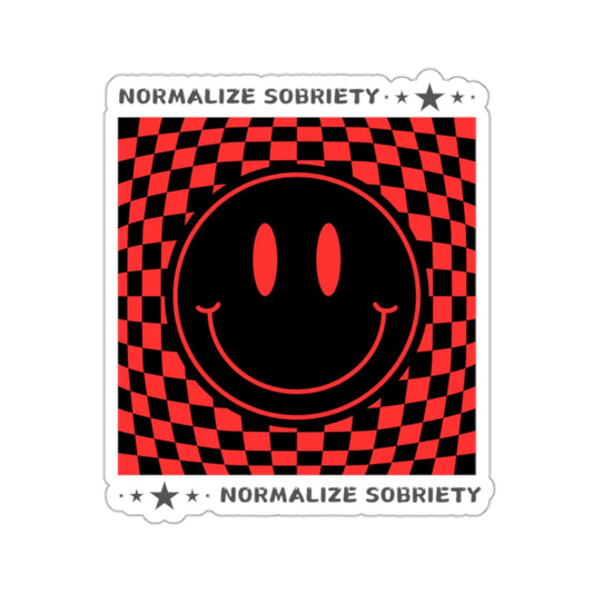 Sobriety Sticker- Normalize Sobriety Smiley Face - Kiss-Cut Sobriety Sticker