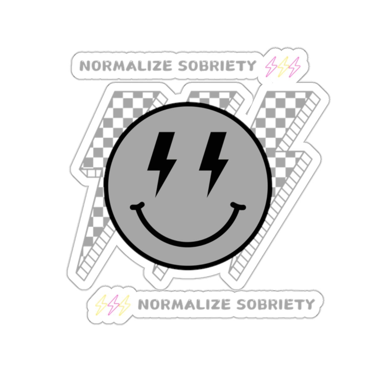 Addiction Recovery Sticker - Normalize Sobriety Smiley Face - Kiss-cut Sobriety Sticker