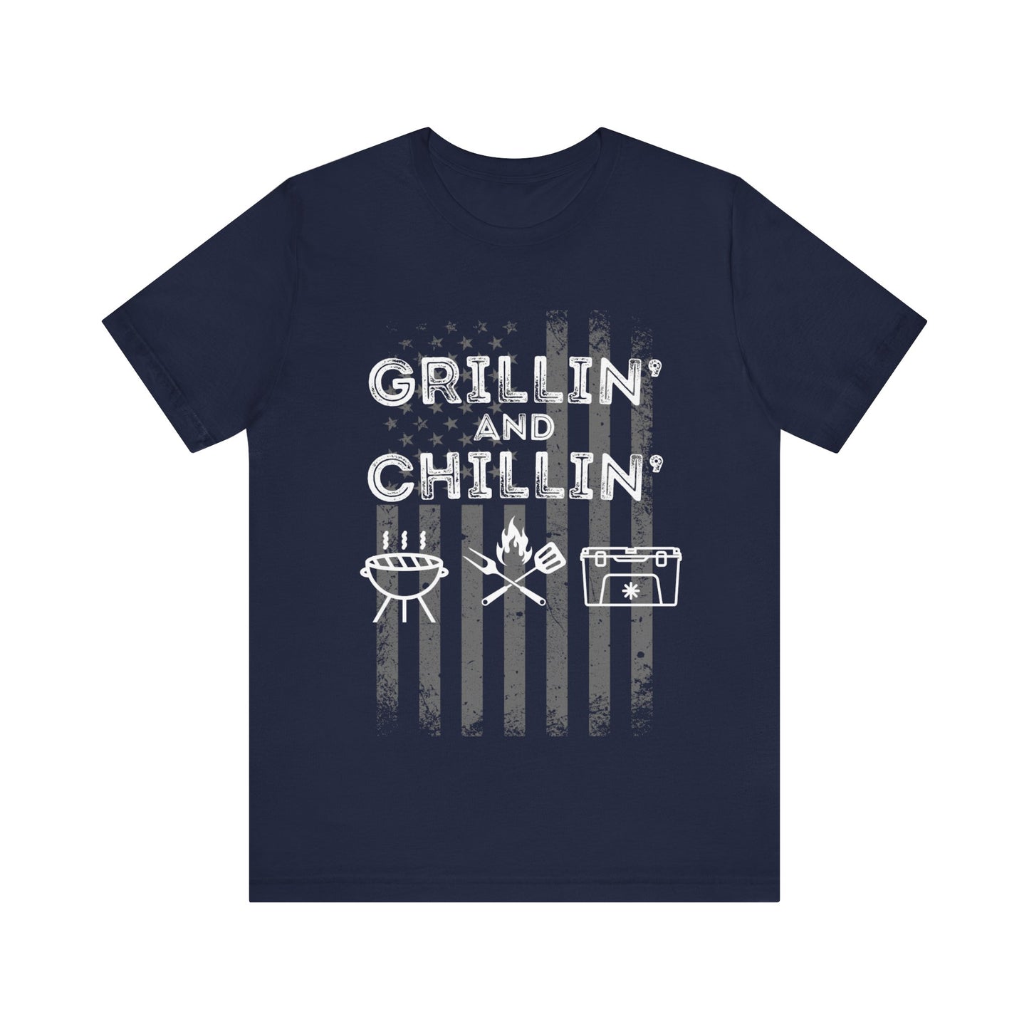 4th of July - Grillin' and Chillin'  USA T-shirt - Cool Jersey Tee