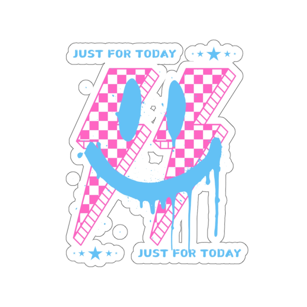 Addiction Recovery Sticker - Just For Today Smiley Face - Kiss-cut Sobriety Sticker