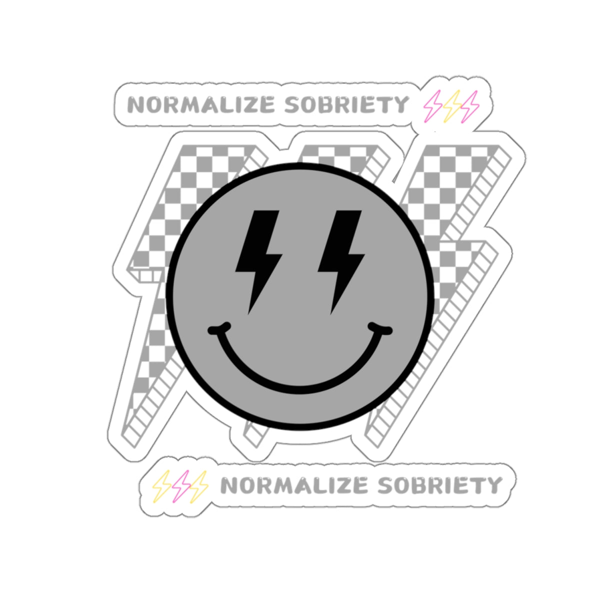 Addiction Recovery Sticker - Normalize Sobriety Smiley Face - Kiss-cut Sobriety Sticker