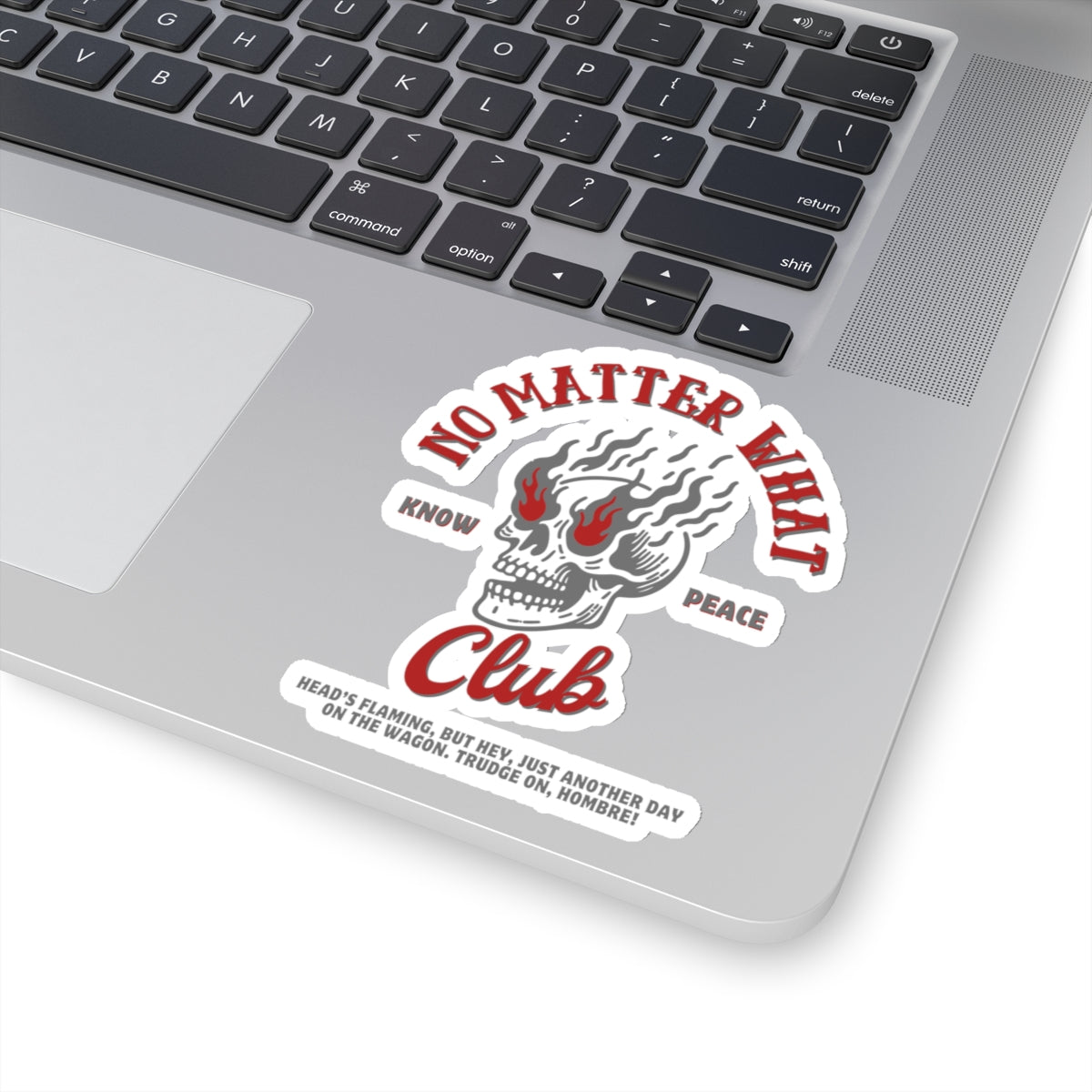 Addiction Recovery Sticker- No Matter What Club Flaming Skull - Kiss-cut Sobriety Sticker