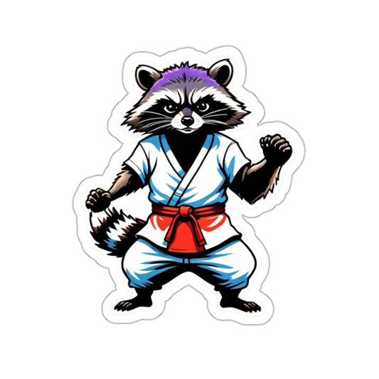 Angry Raccoon Karate  4 - Kiss-Cut Stickers