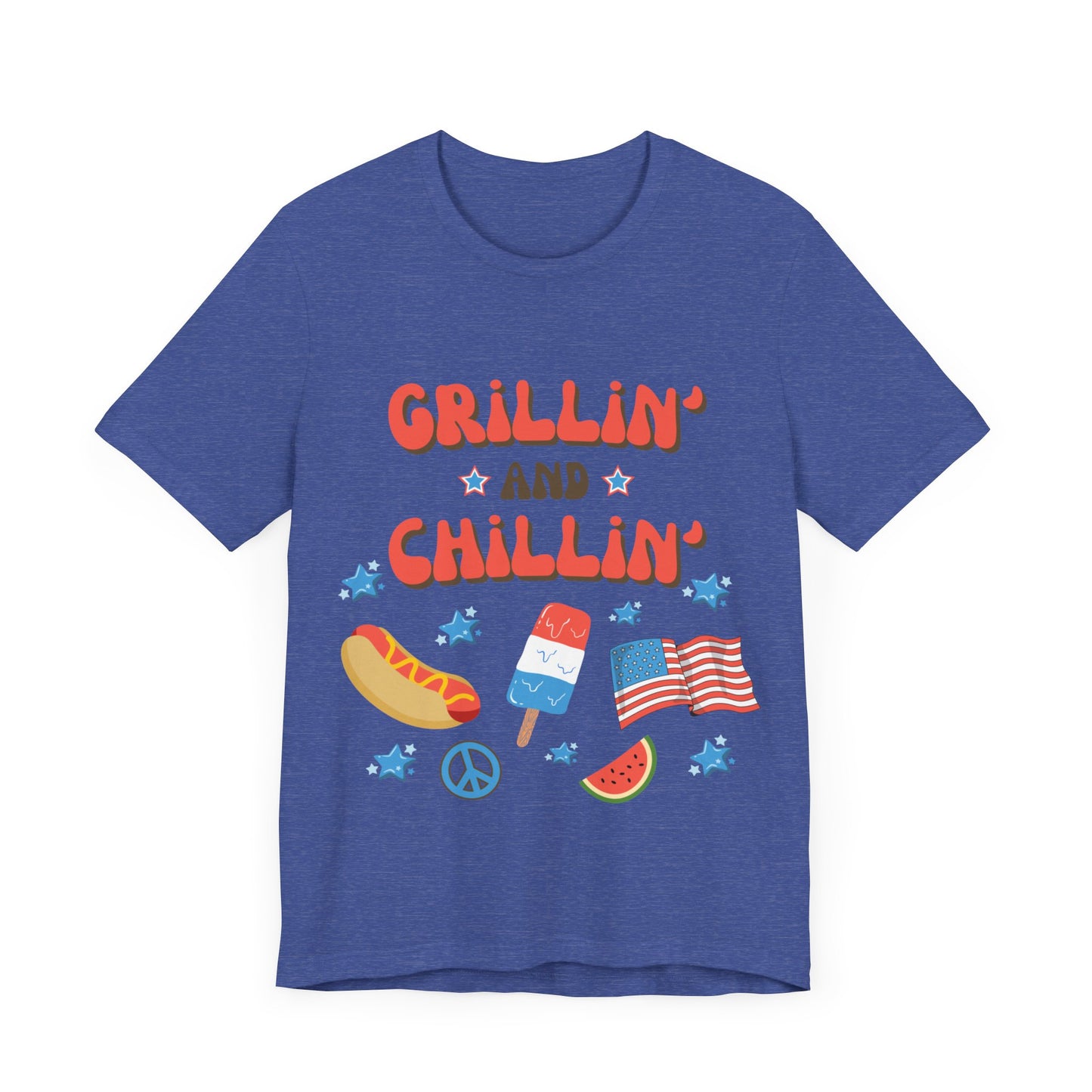 4th of July - Grillin' and Chillin'  USA T-shirt - Cool Jersey Tee