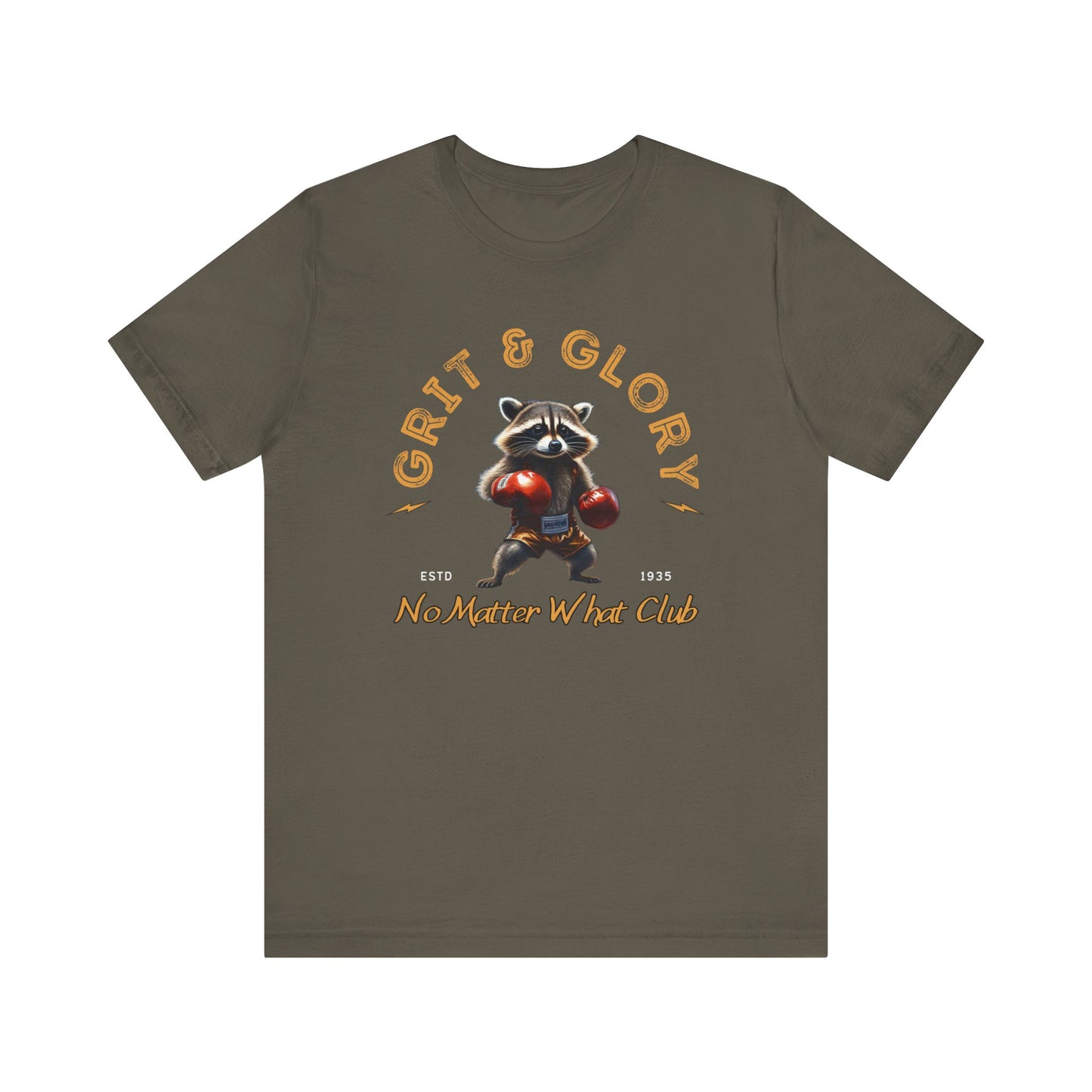 Recovery Tee - Boxing Raccoon - Grit and Glory - No Matter What Club - Unisex Sobriety T-shirt