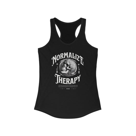 Womens Mental Health Tank - Normalize Therapy Skull - Womens Racerback Mental Health Tank