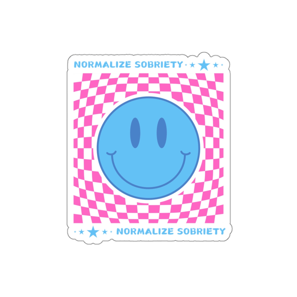 Addiction Recovery Sticker- Normalize Sobriety Smiley Face - Kiss-cut Sobriety Sticker