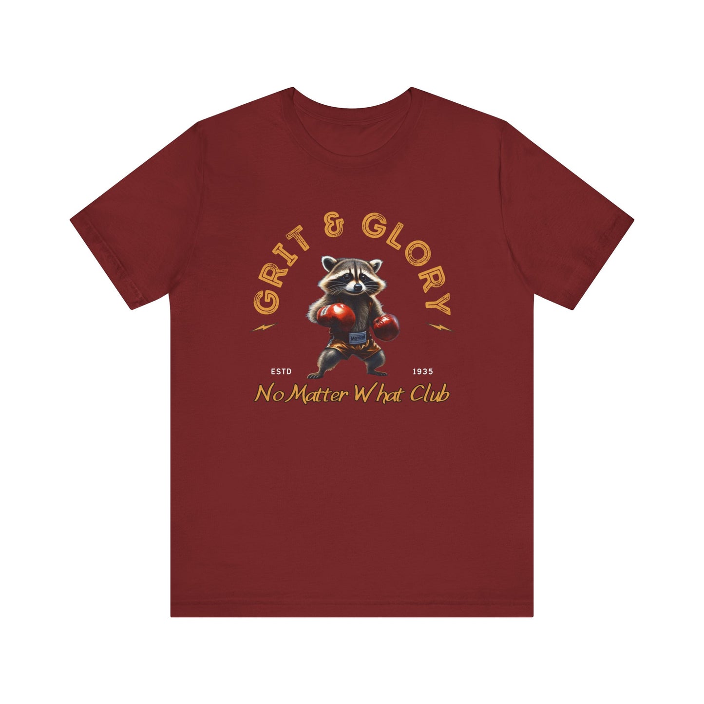 Recovery Tee - Boxing Raccoon - Grit and Glory - No Matter What Club - Unisex Sobriety T-shirt