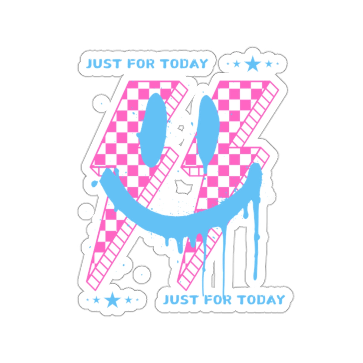 Addiction Recovery Sticker - Just For Today Smiley Face - Kiss-cut Sobriety Sticker