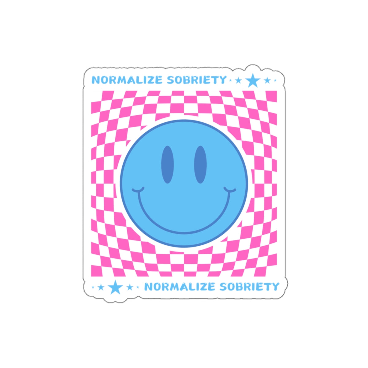 Addiction Recovery Sticker- Normalize Sobriety Smiley Face - Kiss-cut Sobriety Sticker