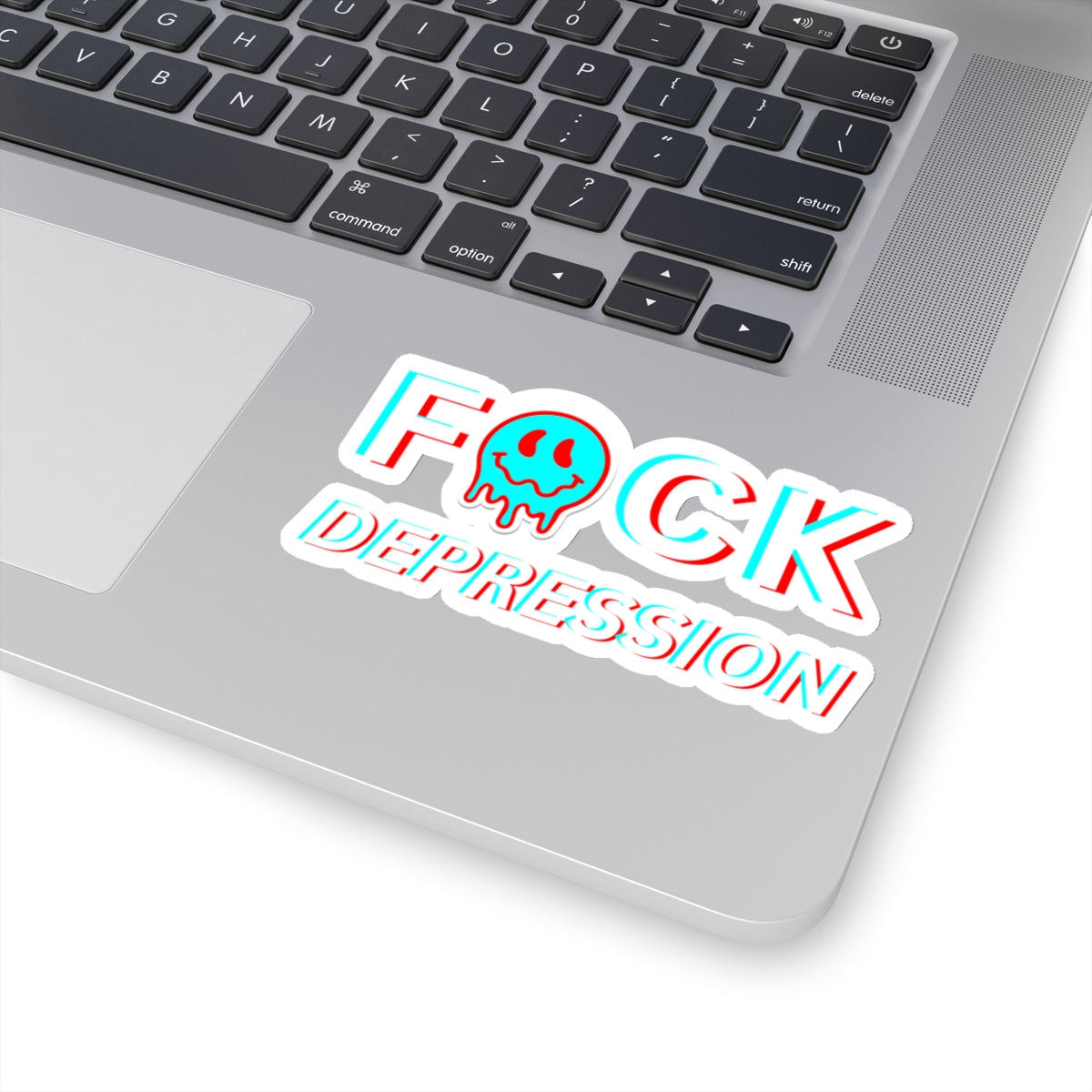 Mental Health Sticker - Fuck Depression Smiley Face - Kiss-cut Depression Sticker