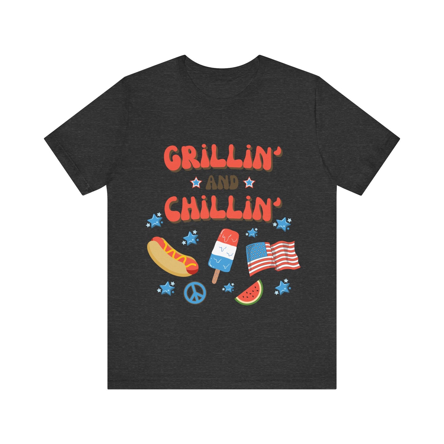 4th of July - Grillin' and Chillin'  USA T-shirt - Cool Jersey Tee