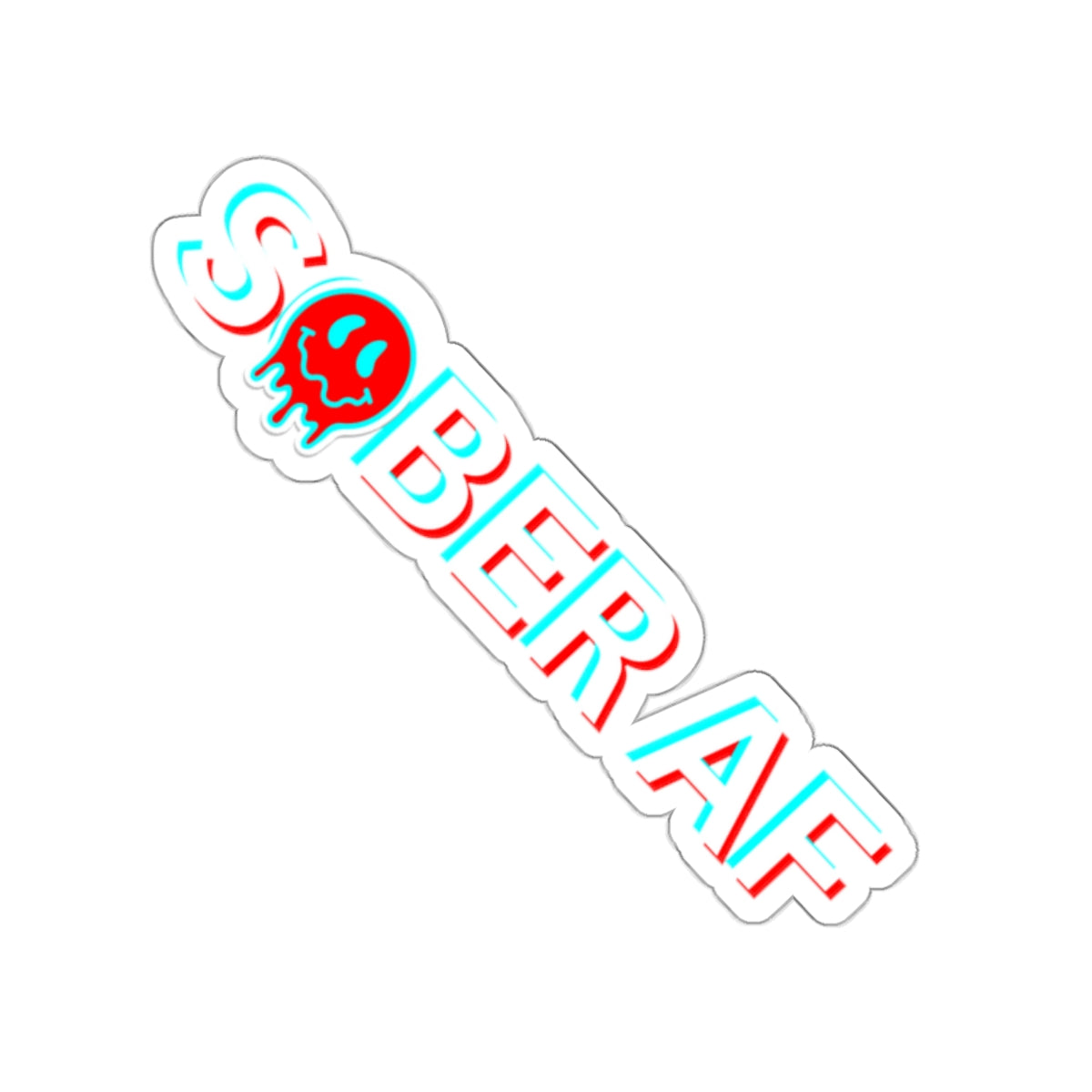 Addiction Recovery Sticker- Sober AF Smiley Face - Kiss-cut Sobriety Sticker