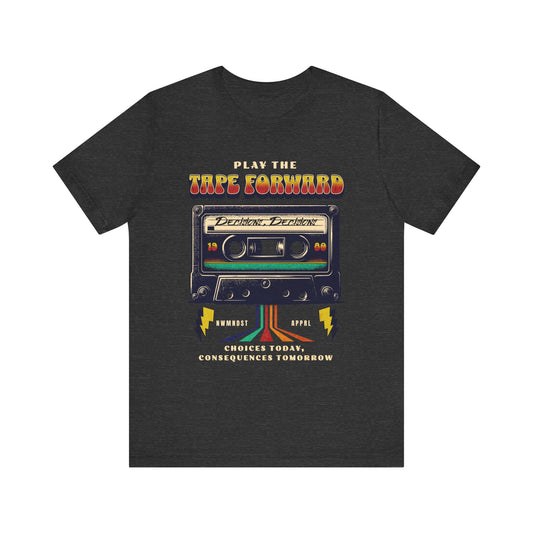 Recovery Tee - 80's Cassette Tape - Play The Tape Forward - Unisex Sobriety T-Shirt