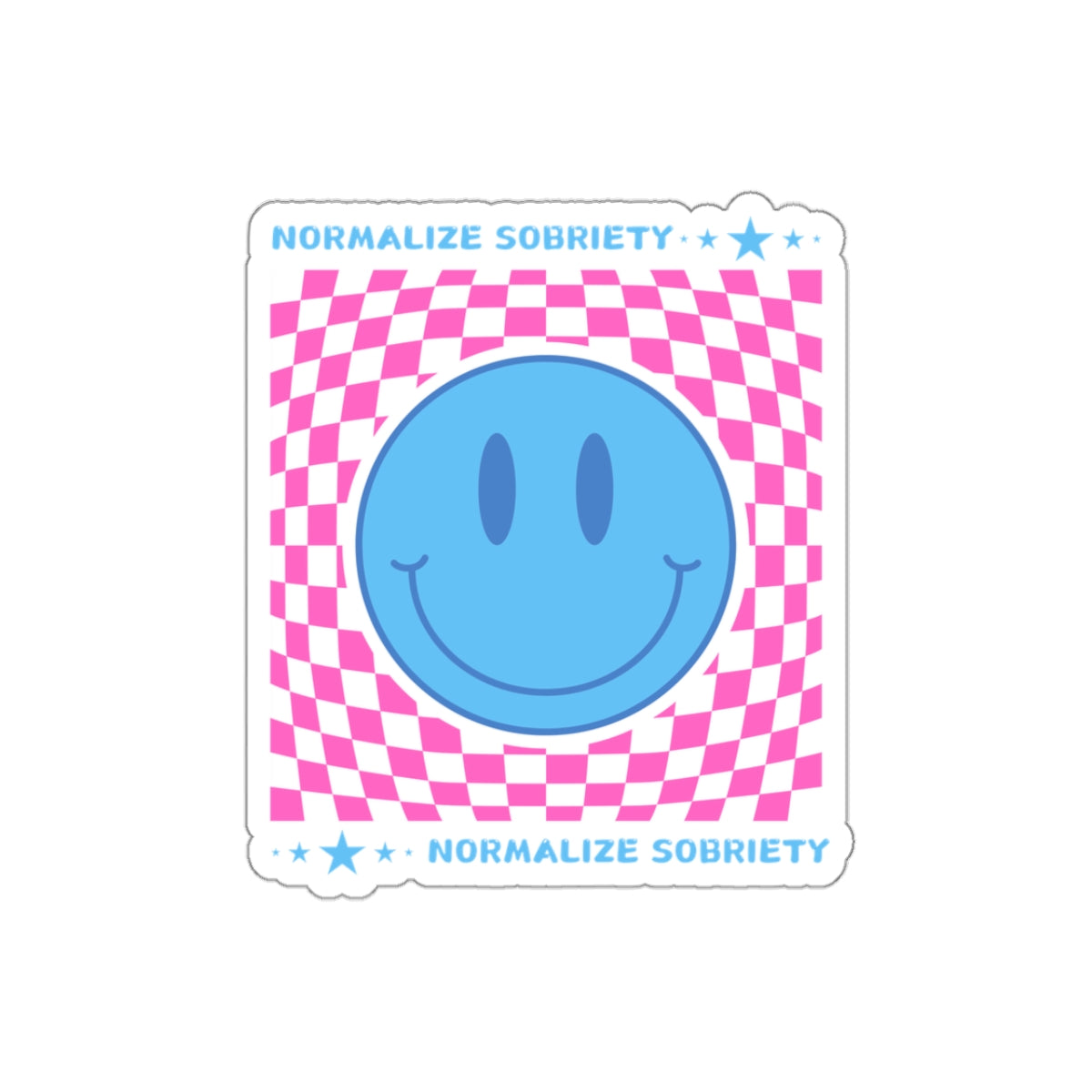 Addiction Recovery Sticker- Normalize Sobriety Smiley Face - Kiss-cut Sobriety Sticker