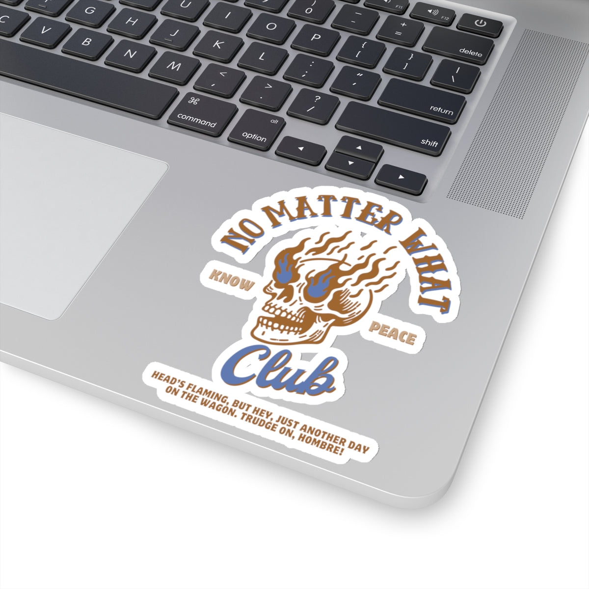 Addiction Recovery Sticker- No Matter What Club Flaming Skull - Kiss-cut Sobriety Sticker