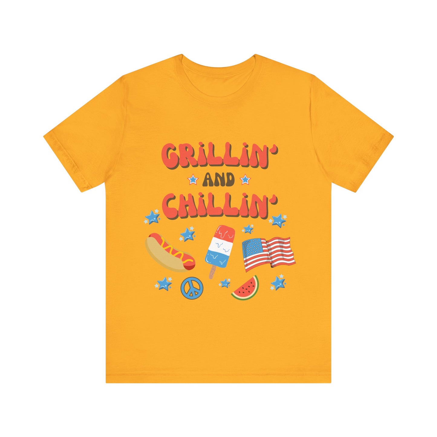 4th of July - Grillin' and Chillin'  USA T-shirt - Cool Jersey Tee