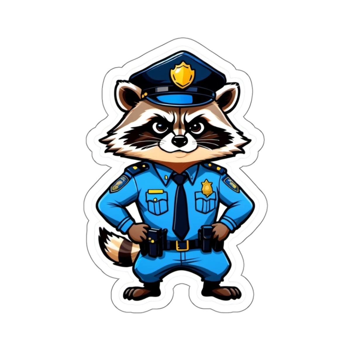 Angry Raccoon Police Officer  5 - Kiss-Cut Stickers