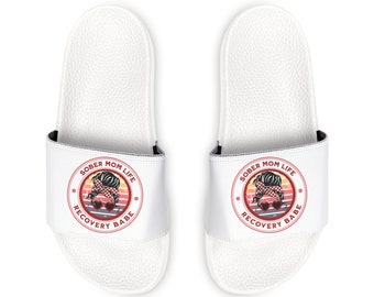 Addiction Recovery Sliders - Sober Mom Recovery Babe - Removable-Strap Sandals