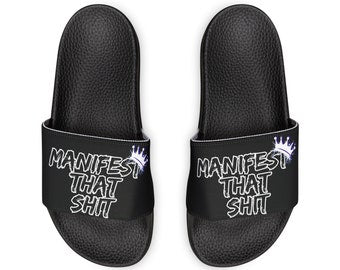 Addiction Recovery Sliders - Manifest That Shit - Removable-Strap Mental Health Sandals